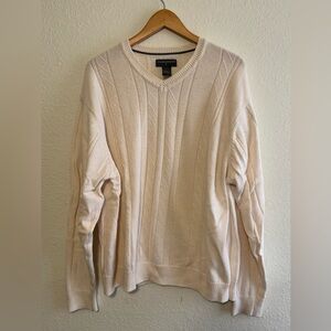 Saddlebred V-neck pullover sweater, Cream or Tan EUC